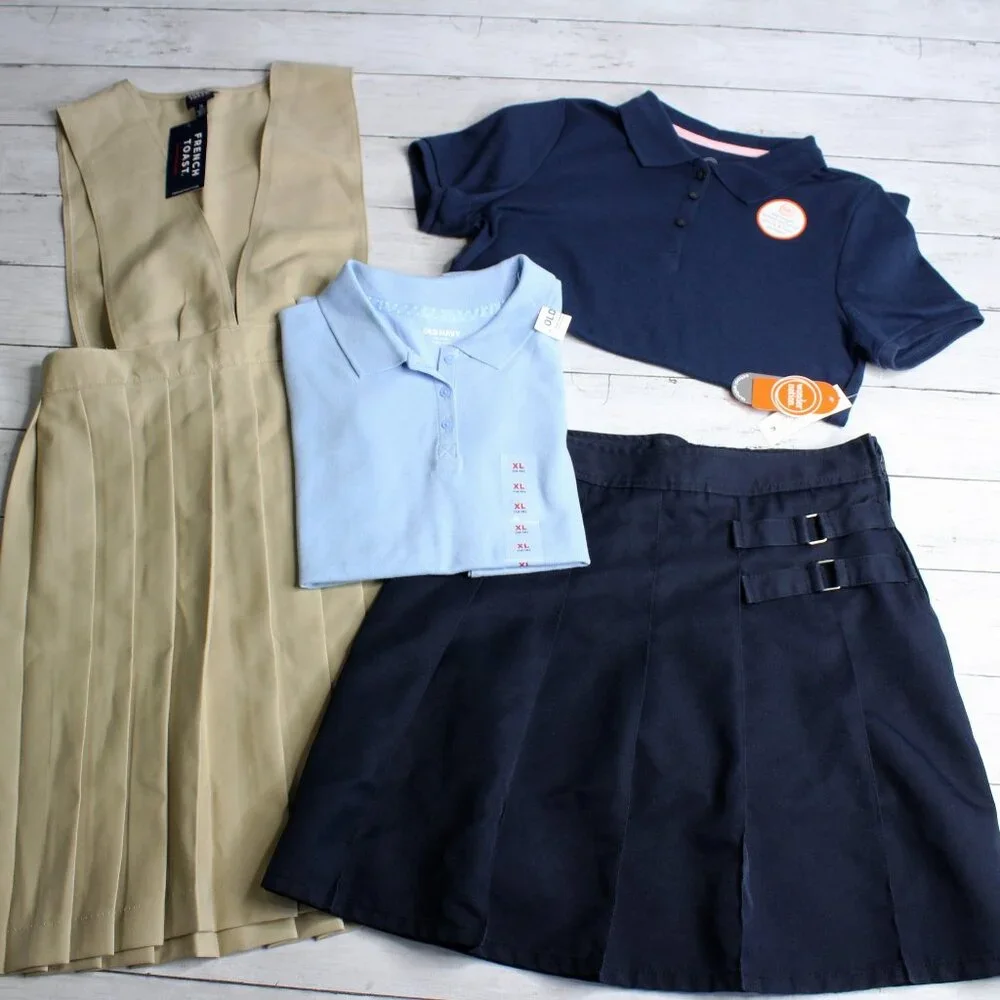 Girl's Pleated Jumper Skirt Polo Shirts Youth Size 14 School Uniform Lot